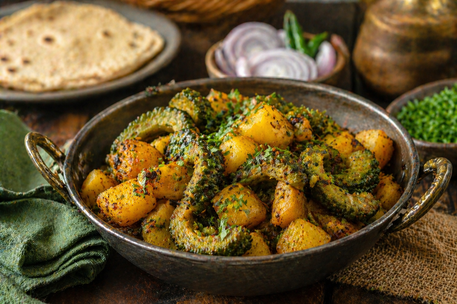 Bitter Meets Bold: The Rustic Charm of Karela Wale Aloo