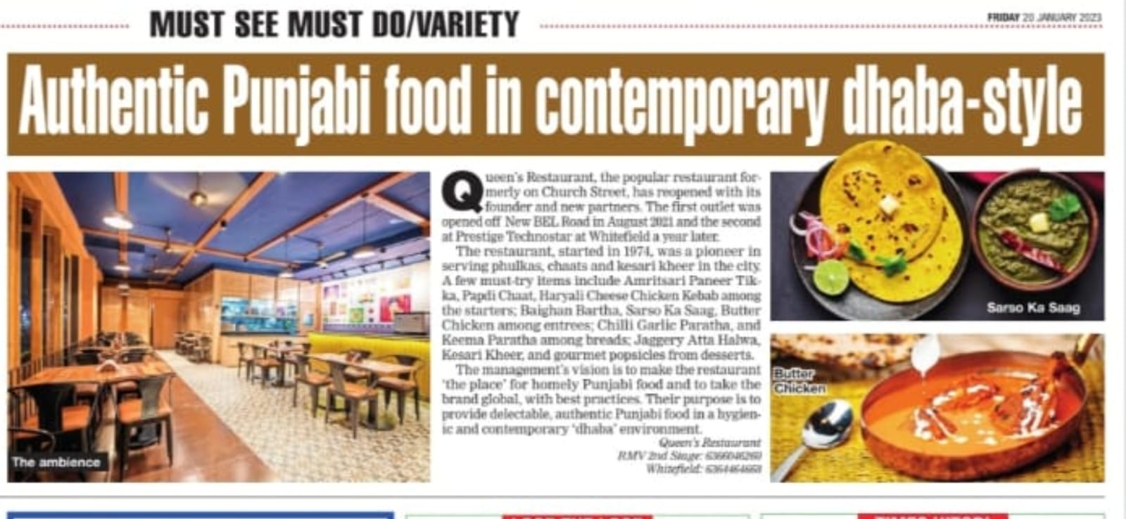 Authentic Punjabi food in contemporary dhaba-style